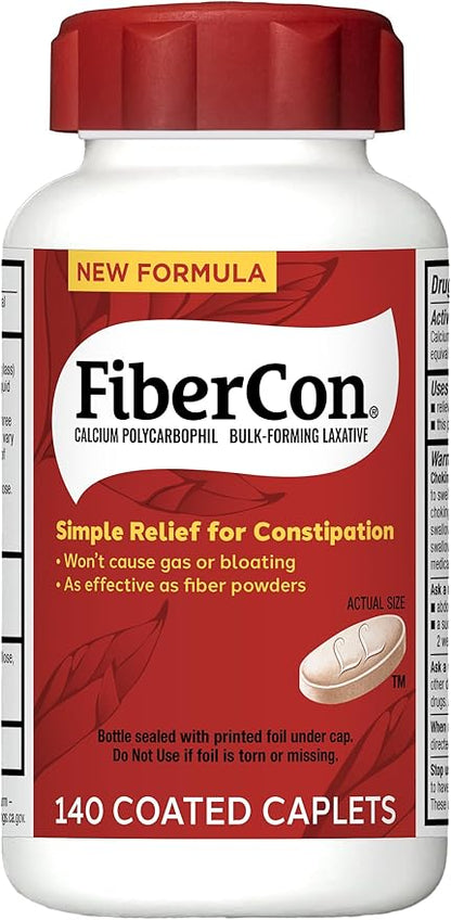 Fibercon (Caplets) Fiber Therapy for Regularity with Calcium Polycarbophil, 140 Count