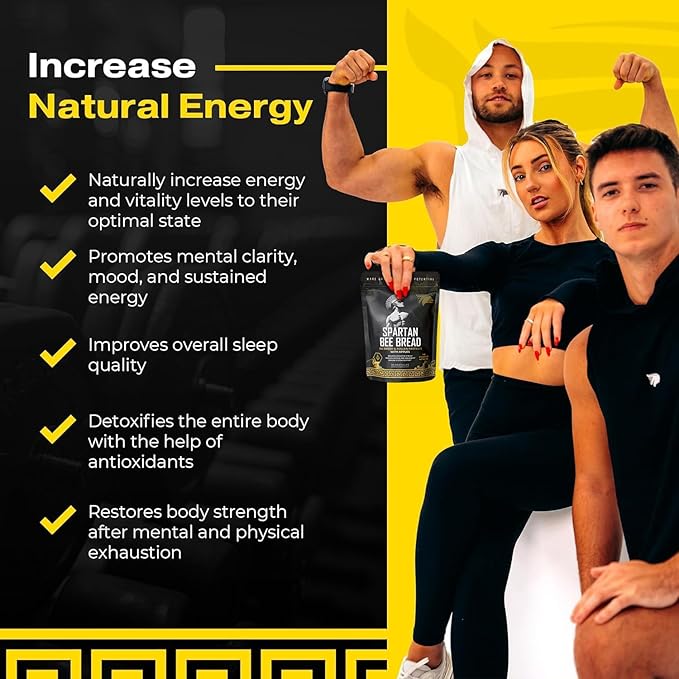 Spartan Bee Bread Chewables Natural Multivitamin | High Absorption Organic Bee Pollen & Honey | Fermented By Bees For Energy, Vitality, Sleep, Recovery, Immunity | Non GMO, Nothing Synthetic