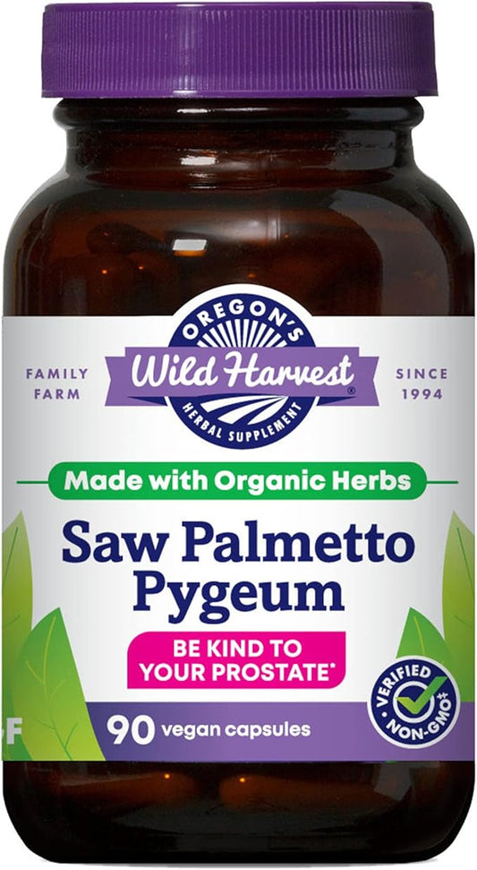 Oregon's Wild Harvest Organic Saw Palmetto Pygeum Herbal Supplement in Vegan Capsules