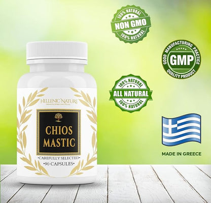 Premium Chios Mastic Natural SUGARLESS Gum Capsules - Especially Selected to Improve Health - Vegan Breath Care, Organic, No Carb Diet, H Pylori