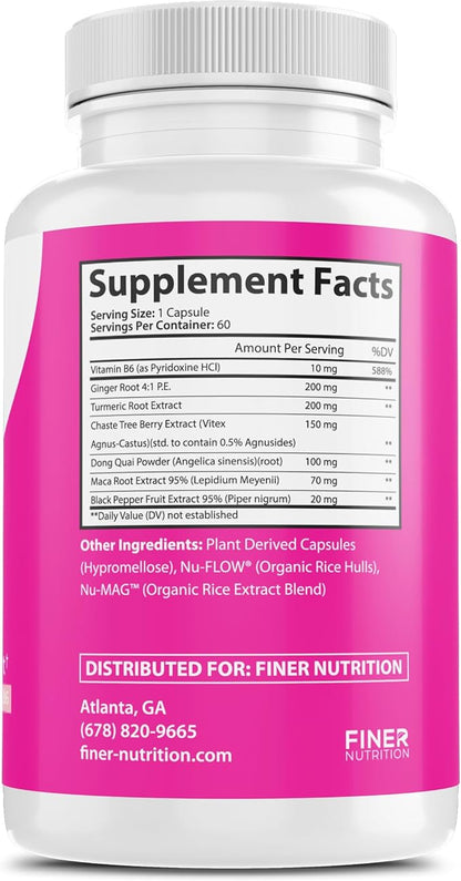 Better Daze- PMS Relief Supplements and Hormonal Support For Women 18+ with Vitamin B6, 60 Capsules