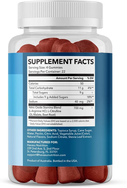 L Arginine Gummies - L Arginine Supplements for Men with L Citrulline and Beet Root - Nitric Oxide Supplement - L Arginine Supplement for Endurance Support - Sour-Berry Flavored - 88 NO Gummies