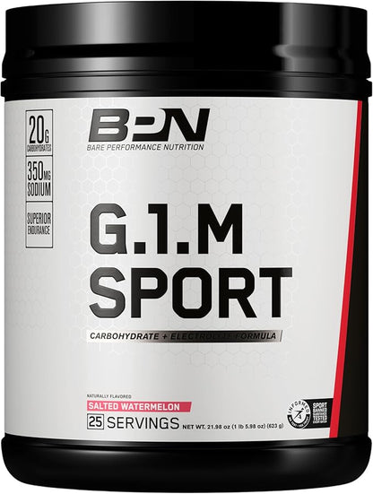 BARE PERFORMANCE NUTRITION, BPN G.1.M Go One More Sport, Endurance Training Fuel, Electrolytes and Calories, Pink Himalayan Salt, Salted Watermelon
