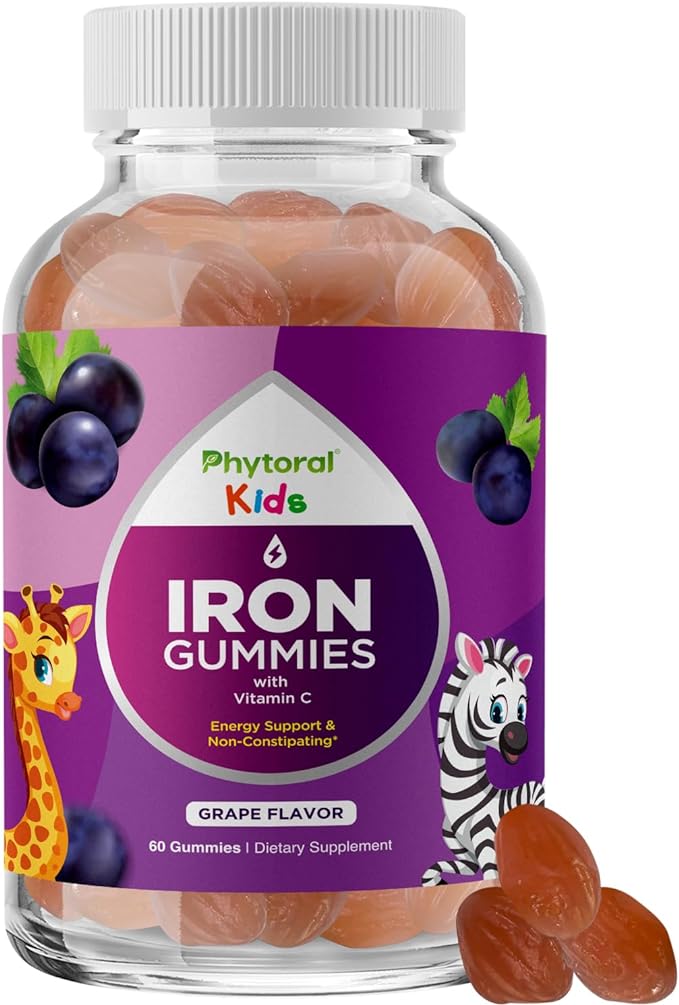 Multivitamin with Iron Gummies for Kids - Chewable Iron Gummy Vitamins for Kids Focus Aid and Natural Energy Supplement - Kids Gummy Vitamins with Iron for Immune Support Mental Clarity and Focus