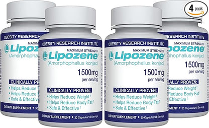 Lipozene Diet Pills - Weight Loss Supplement - 4 Bottles of 30 Capsules Each, a Total of 120 Capsules!