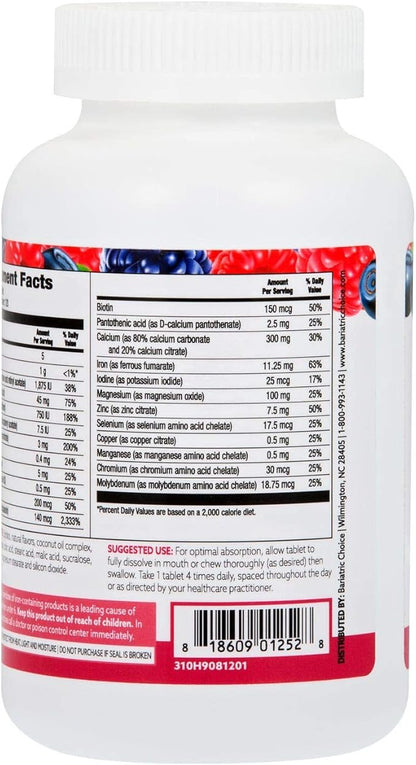 Bariatric Choice My Bariatric All-in-One Multivitamin Chewable with 300 mg of Calcium, Berry (120ct)