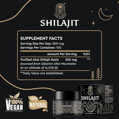 Shilajit Resin with Fulvic Acid & Trace Minerals, Original Siberian Pure Shilajit with 85+ Humic Acid Supplement Gel, Support Metabolism & Immune System - 100 Serving / 50g