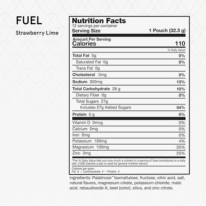 Momentous Fuel Intra-Workout Carbs & Electrolyte Drink Mix - Hydration Powder for Sustained Energy During Workouts - NSF Certified, GMO-Free, Gluten Free - 12 Single Serving Packets, Strawberry Lime