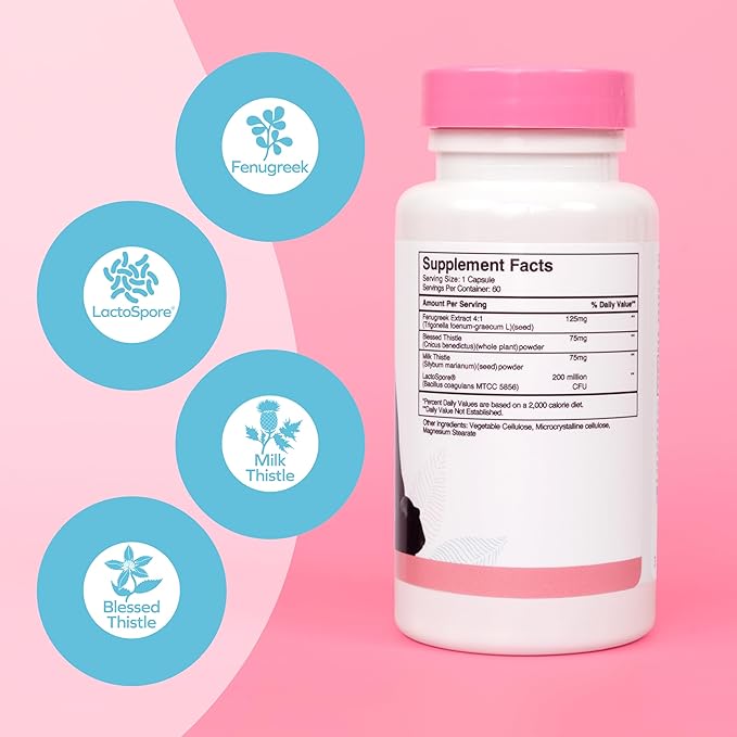 Dr. Talbot's Mom Probiotic Lactation Support Supplement - Herbal Blend of Fenugreek, Blessed Thistle, Milk Thistle, and More - 60 Capsules