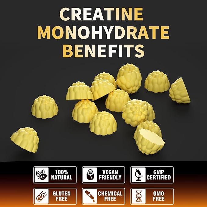 Creatine Monohydrate Gummies for Men & Women-5g of Creatine Monohydrate per Serving - Sugar Free,Vegan,Pineapple Flavor, 120 Count