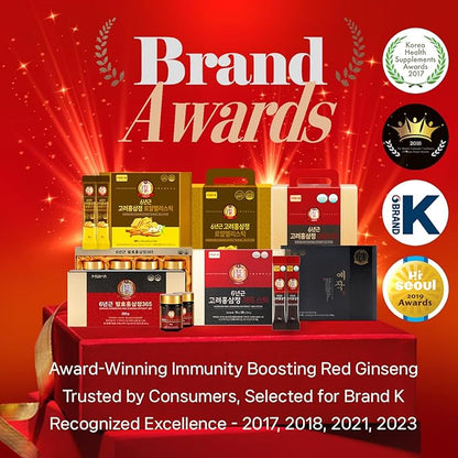 Premium Yejak 6-Year Korean Red Ginseng Extract | 30 Sticks | Vegan | 48mg Ginsenosides per Stick | Energy, Focus, Fatigue, Immune Support | Daily Vitality Supplement for Men & Women