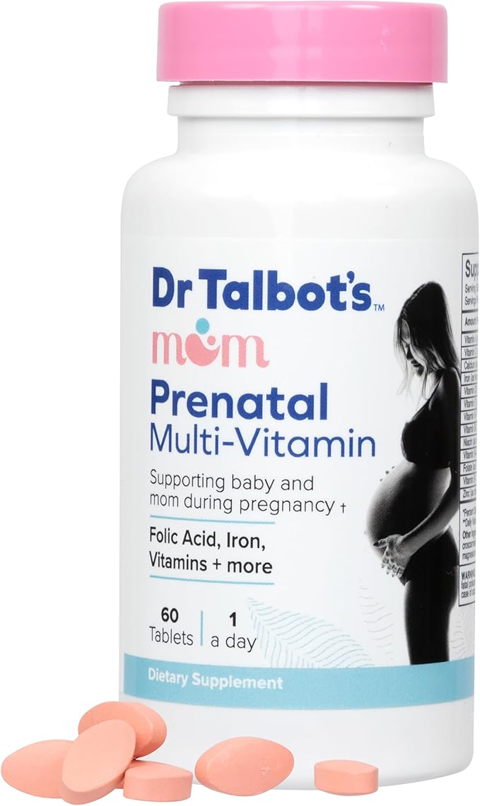 Dr. Talbot's Mom Prenatal Multi-Vitamin Daily Supplement - Folic Acid, Iron, Vitamins, and More - 60 Tablets