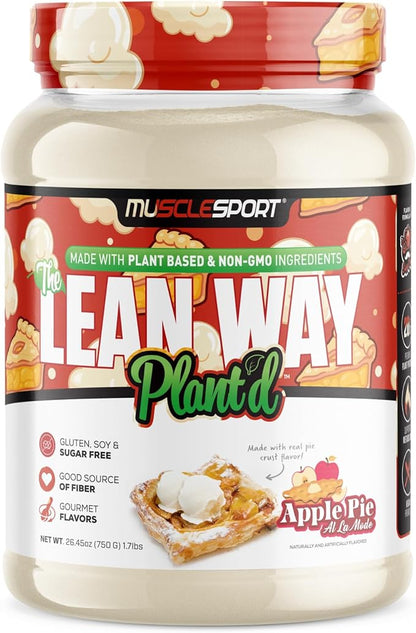 Musclesport Lean Way Plant Protein - Pea Protein and Brown Rice Protein Blend, with Added CLA, MCT and L-Carnitine - 20 Servings (Apple Pie)