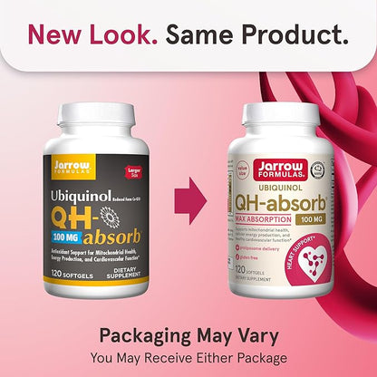 Jarrow Formulas® QH-Absorb®, 100 mg, Ubiquinol Dietary Supplement for Healthy Cardiovascular Function, 120 Softgels, 120 Day Supply