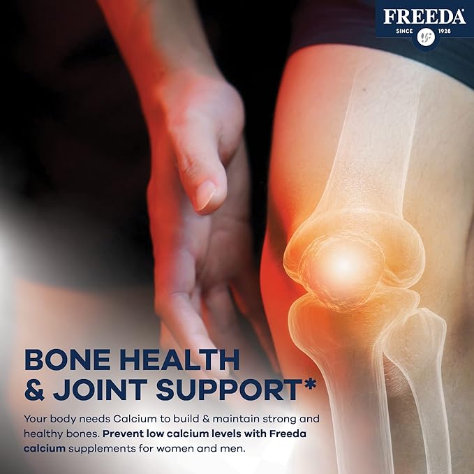 Freeda Calcium Citrate - Kosher Vegan Calcium Supplement for Women & Men - Bone Health & Joint Support - Calcium 1000mg per Serving - Calcium Citrate 1000mg Tablets Calcium Without Vitamin D (250 Ct)