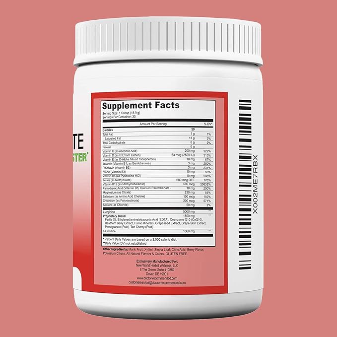 Cardio Complete - Heart Health Support Powder Supplement - 3-in-1 Nitric Oxide Booster with 5,000 L-Arginine, 1,000mg L-Citrulline, and Hawthorn Berry