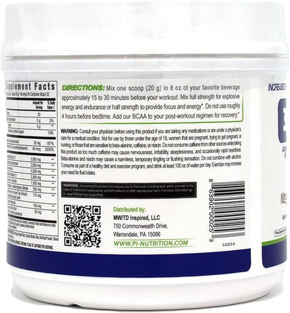 Performance Inspired Nutrition PreWorkout Powder - All Natural - G-Free & Vegan Formula - Contains Citrulline - Nitrosigine - Green Tea - Arginine - Beta Alanine - Tropical Fruit Punch - 32 Servings