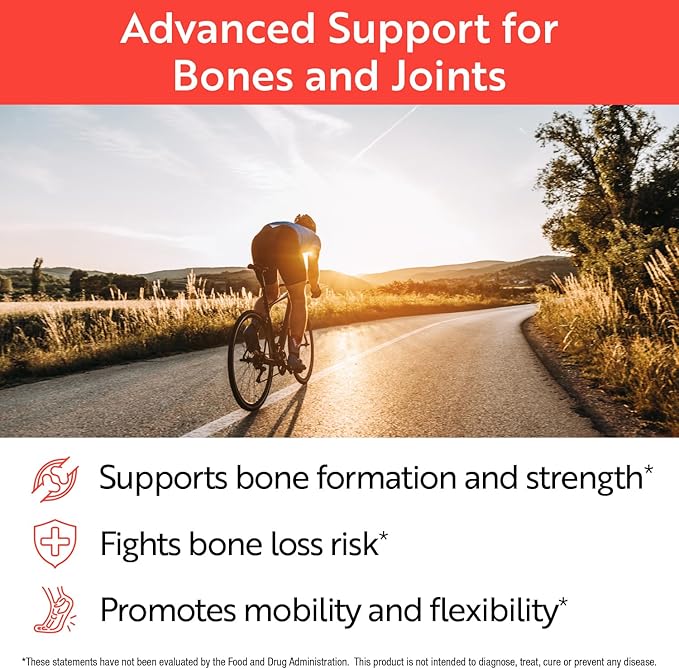 Osteo Plus 4-in-1 Comprehensive Bone Support Supplement - Calcium with Vitamin D3, K2 and Bonolive - Supports Joints, Bone Density and Strength - Gluten-Free, Non-GMO, Vegan (60 Count)