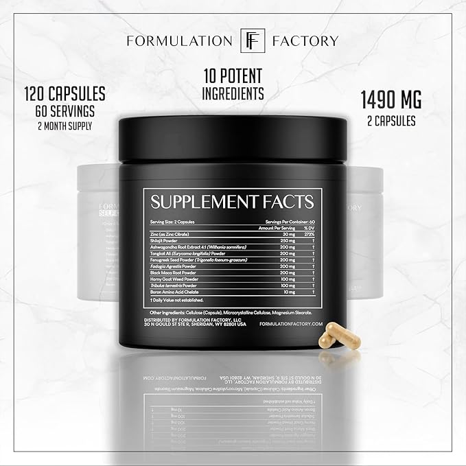 Self Obsessed 10 in 1 Masculinity Maximizer Supplement, Shilajit for Men, Tongkat Ali, Ashwaganda, Fenugreek & More, Muscle Growth, Energy Management, Drive, Strength, Recovery (2 Months)