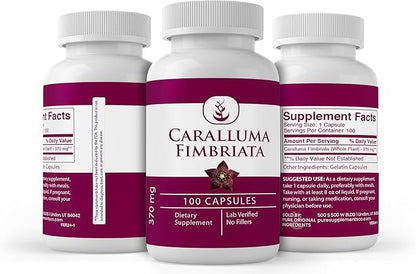 PURE ORIGINAL INGREDIENTS Caralluma Fimbriata, (100 Capsules) Always Pure, No Additives Or Fillers, Lab Verified