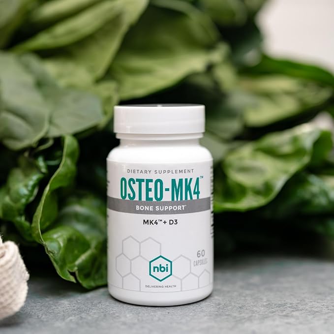 NBI Osteo-MK4 Bone Support | Vitamin D & K Complex | 45mg Vitamin K2 (MK4) for Strong Bone Health & Function | 60ct Veggie Capsules