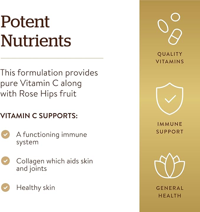 Solgar Vitamin C 1000 mg with Rose Hips, 250 Tablets - Antioxidant & Immune Support - Overall Health - Supports Healthy Skin & Joints - Non GMO, Vegan, Gluten Free, Dairy Free, Kosher - 250 Servings