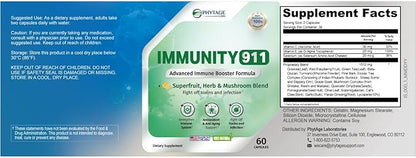 Immunity 911 Supplement - with Natural Ingredients Like Turmeric, Vitamin C, B6, E, Zinc - High Potency Immune Support -60 Capsules