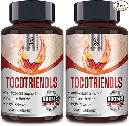 Tocotrienol Supplement Full Spectrum, Cutting-edge Fusion Technology,Tocotrienol Vitamin E-Tocotrienols 800mg,Powerful Antioxidant,Cardiovascular,Highest Absorption Rate -120 Liquid-Filled Capsules