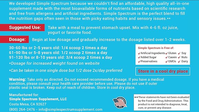 Simple Spectrum Vitamin Supplement, Nutritional Support, No Added Sugars or Artificial Ingredients