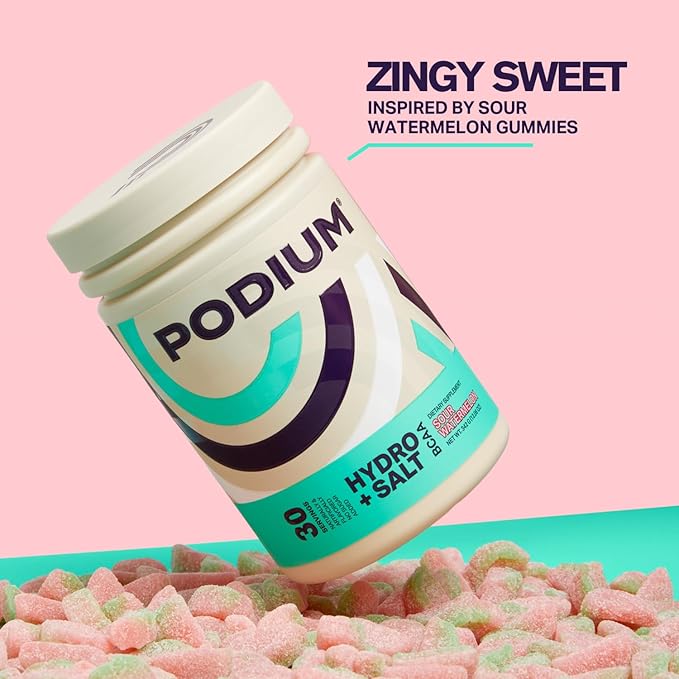 Podium Nutrition, Instantized BCAA Powder, Hydro and Salt, Sour Watermelon, 30 Servings, Electrolytes, Hydration, Recovery