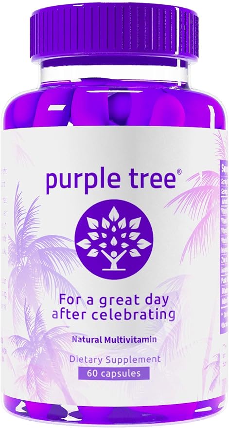 purple tree Post Celebration Wellness Vitamins | Liver Support, Body Replenisher, Rapid Hydration | Dihydromyricetin DHM, Milk Thistle, Electrolytes, Vitamin B, Willow Bark, Quercetin (60 Pills)
