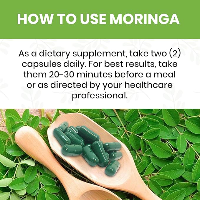 Moringa Capsules Supplement 500 mg/ 120 Count-Moringa Powder Organic | Moringa Pure Capsules Organic for Immune System, Moringa Organic Capsules for Energy - Moringa Leaf Powder Supplement -Lab Tested