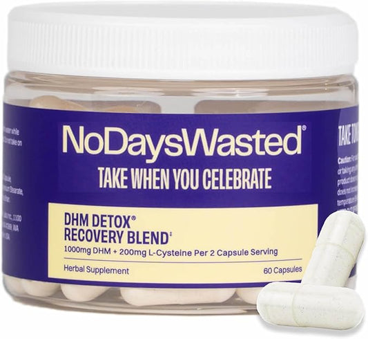 DHM Detox, 60 Capsules (30 Servings) - Jar - Take During Evening for Better Next Day and Recovery