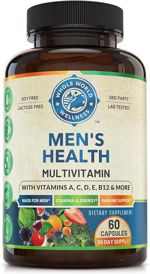 Mens Daily Multivitamin Multimineral Supplement for Energy, Focus, Stamina & Performance. Made for Men with 30+ Nutrients, Fruit & Energy Blend. Mens Vitamins USA Made 60 Capsules