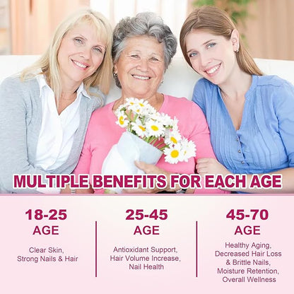 Sugar Free Multivitamin for Women Gummies with Biotin 5000mcg, Collagen MSM Hyaluronic Acid, Vitamin A C D3 E & B Complex and Methyl Folate & B12, Organic Multi Vitamins for Hair Skin Nails, Energy