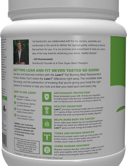 Lean1 meal replacement protein powder, chocolate flavor, 15 serving tub