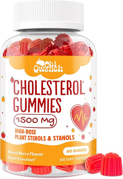Cholesterol Supplements with 1500 Mg Plant Sterols & Stanols, Cholesterol Support Gummies, Cholesterol Complex Gummies, Maintains Normal Levels, Mixed Berry Flavor, 60 Count