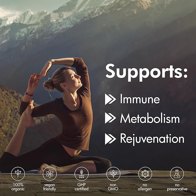 Organic Shilajit with Fulvic Acid, Humic Acid, 85+ Minerals- Gold Grade Plus - Same as Resin - Energy, Stamina, Brain Support - 20,000mg, 120 Capsules - Made in The USA