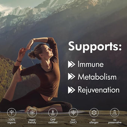 Organic Shilajit with Fulvic Acid, Humic Acid, 85+ Minerals- Gold Grade Plus - Same as Resin - Energy, Stamina, Brain Support - 20,000mg, 120 Capsules - Made in The USA