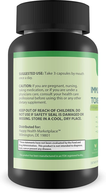 Immune Detox Toxibinder Pro - Detox & Immune Support Supplement - Help Expel Toxins - Natural Detox Cleanse - Psyllium, Vitamin C, Ginger, Zinc, Dandelion Root - Full Body Detox Immune Boost Support