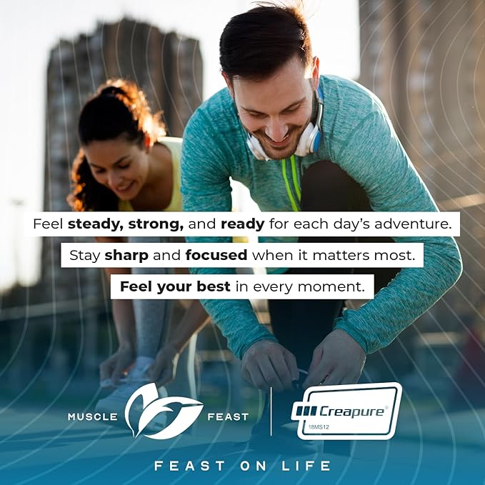 Muscle Feast Creapure Creatine Monohydrate Powder | Premium Pre-Workout or Post-Workout | Easy to Mix, Gluten-Free, Safe and Pure, Kosher Certified (2lb, Unflavored)