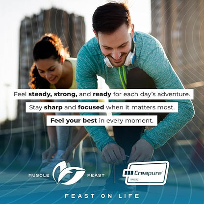 Muscle Feast Creapure Creatine Monohydrate Powder | Premium Pre-Workout or Post-Workout | Easy to Mix, Gluten-Free, Safe and Pure, (2lb, Unflavored)