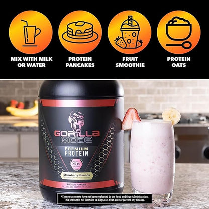 Gorilla Mode Premium Whey Protein - Blueberry Muffin / 25 Grams of Whey Protein Isolate & Concentrate/Recover and Build Muscle (30 Servings)