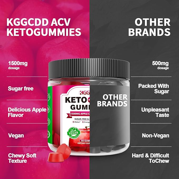 90 Count Sugar Free Keto ACV Gummies with B6 & B12-90 Count Sugar Free Keto ACV Gummies with 1500MG Apple Cider Vinegar, Sugar Free & Gluten Free - Made in USA