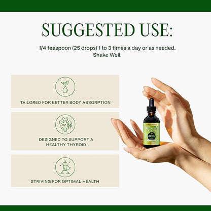 Go Nutrients Thyroid Edge - Thyroid Support for Women and Men - Comprehensive Natural Thyroid Supplement Rich in Iodine - Fast-Absorbing 2 oz Liquid Drops for Improved Energy & Enhanced Wellness