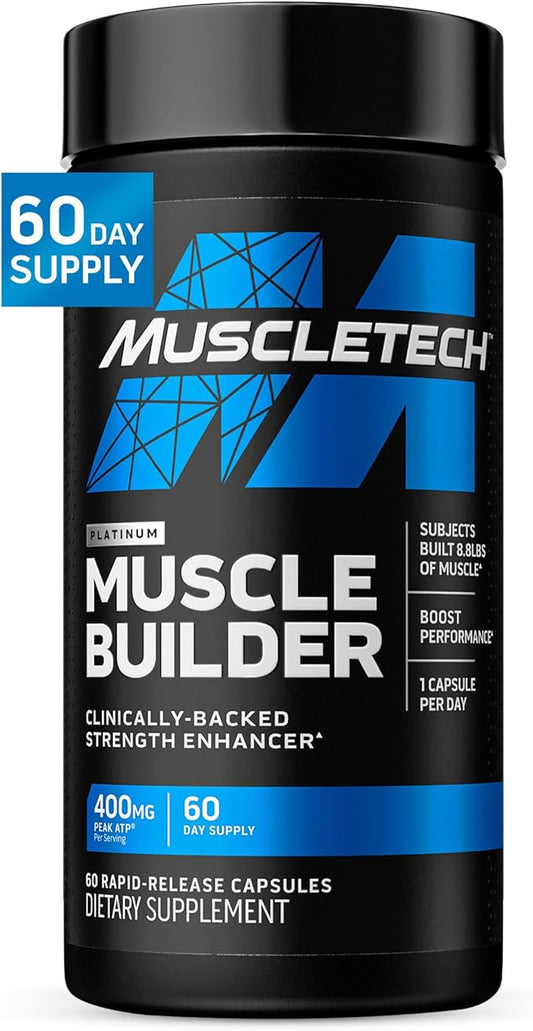 Muscletech Nitric Oxide Supplements for Men & Women, Muscle Builder (60 Capsules) - Nitric Oxide Booster Supplement Supports Muscle Gain & Performance - 400mg Peak ATP for Enhanced Strength