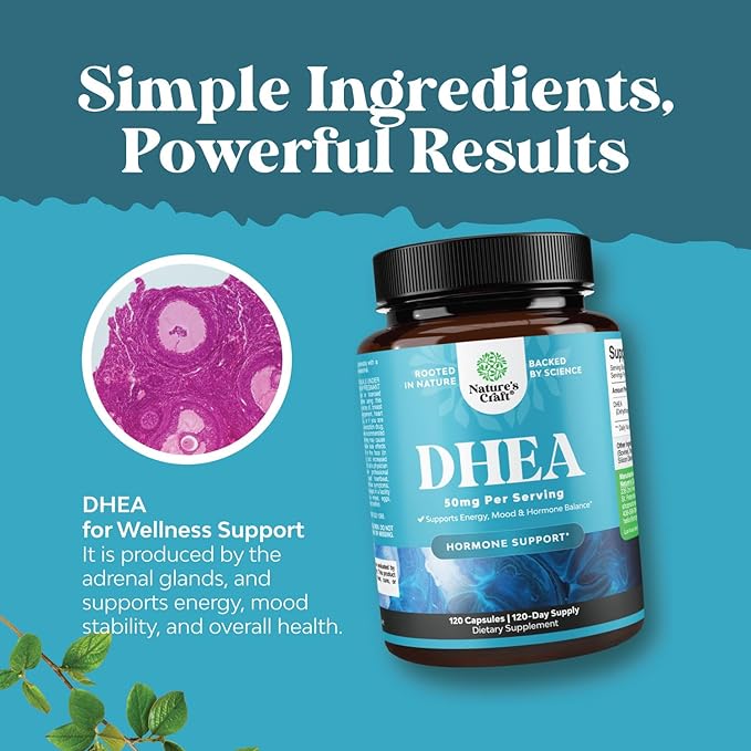 DHEA 50mg for Men and Women - High Strength DHEA Supplement for Women & Men for Enhanced Energy and Hormone Balance for Women & Men - Men and Women's Hormone Balance Supplement (4 Month Supply)