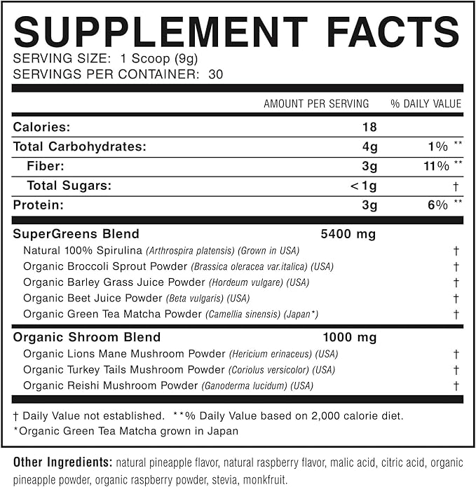 Myogenix MyoVite Super Greens Supplement Powder Super Greens Powder for Men and Women, Daily Vitamin Supplement for Optimum Nutrition, Grown in USA, Organic Greens Supplements, 30 Servings