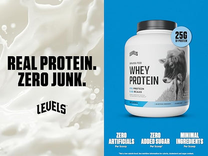 Levels Grass Fed Whey Protein Powder, No Artificials, 25G of Protein, Unflavored, 5LB