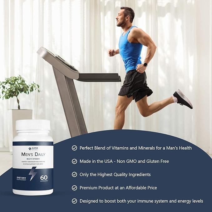 Super Naturals Men's Daily Multivitamin Energy Enhancer and Immune System Support for Men (60 Capsules, 30 Day Supply)